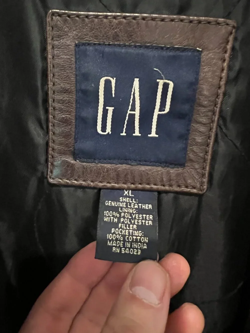 Gap Vintage Distressed Men’s Brown Leather Car Coat Jacket Button-Down Y2K